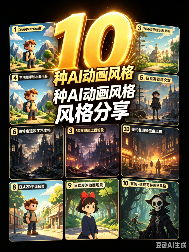 10种AI动画风格提示词
