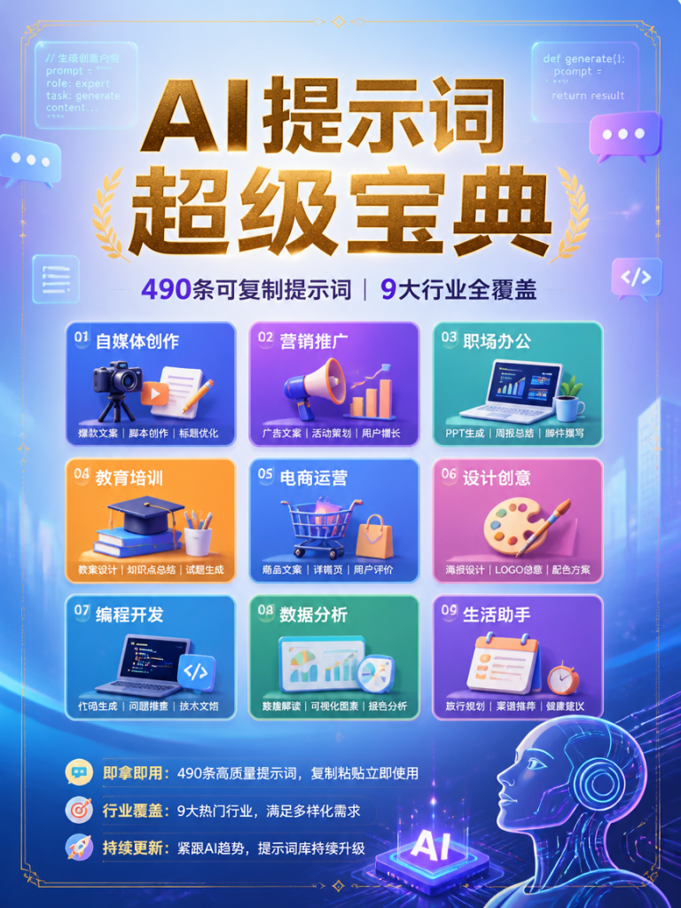 AI 提示词超级宝典 – 490 条精选
