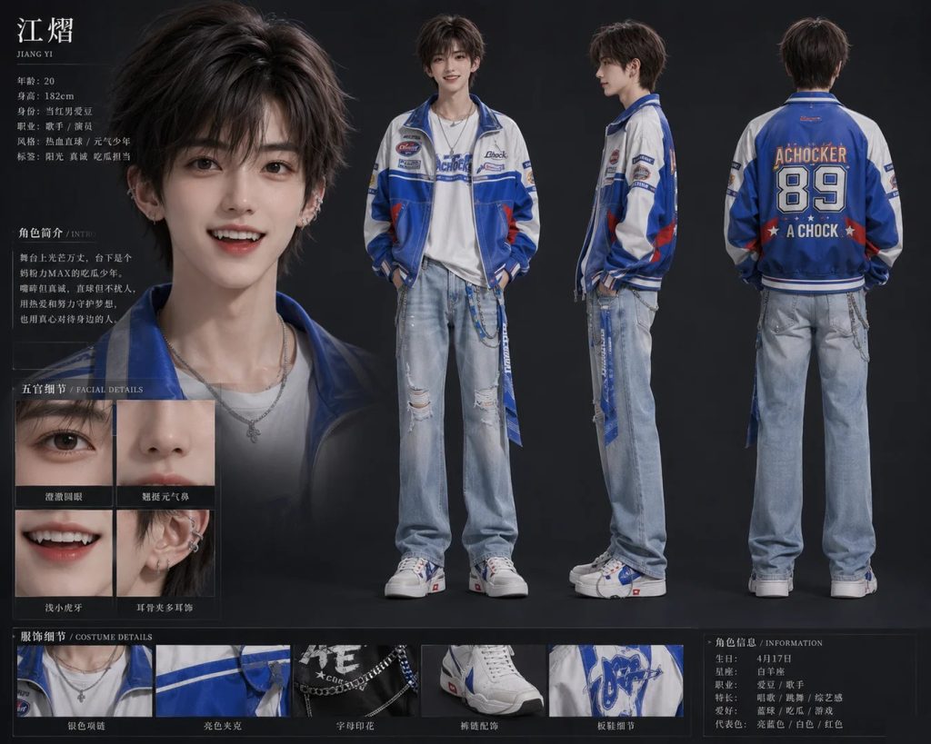 热血直球爱豆・吃瓜少年AI提示词
