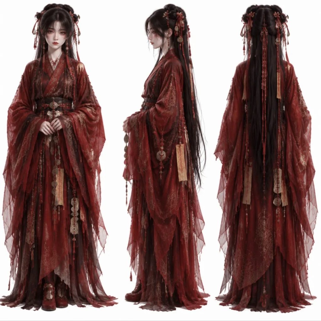 18 岁东方少女，怪诞美学风格AI提示词