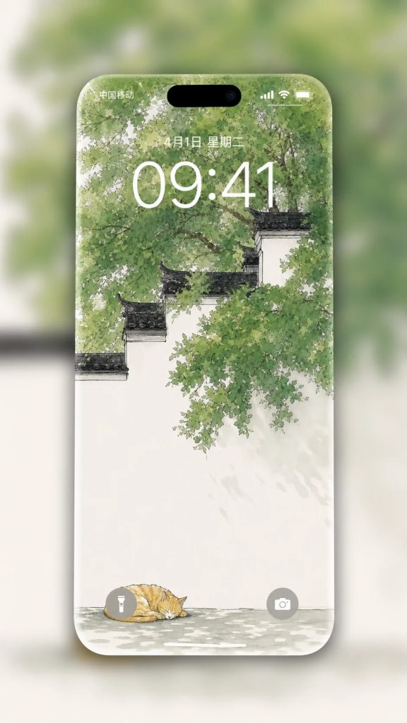 白墙花影深，狸奴卧黄昏AI提示词