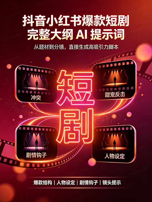 抖音小红书爆款短剧完整大纲 AI 提示词