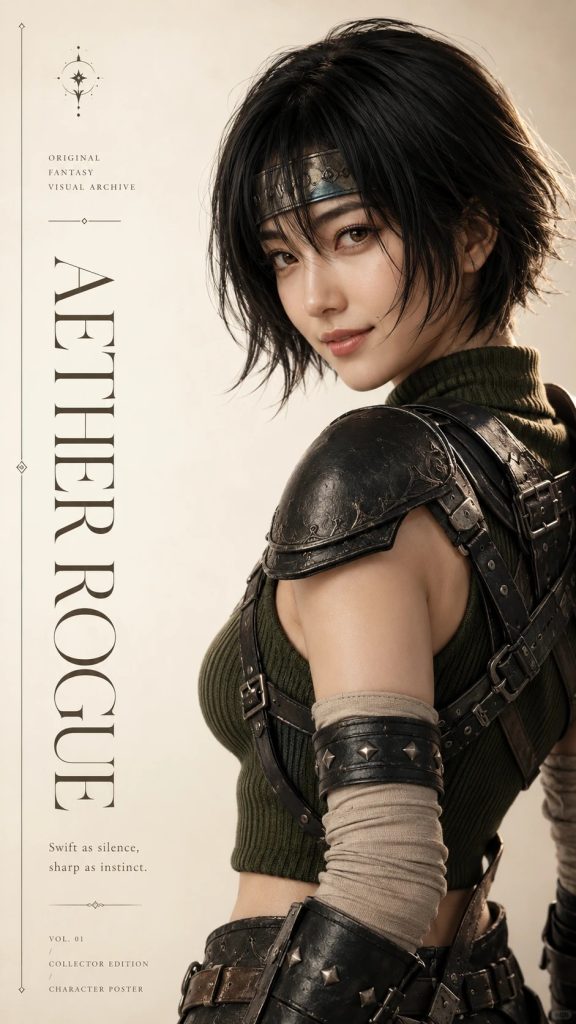 日系 RPG 幻想女冒险者竖版角色海报 AI 绘画提示词