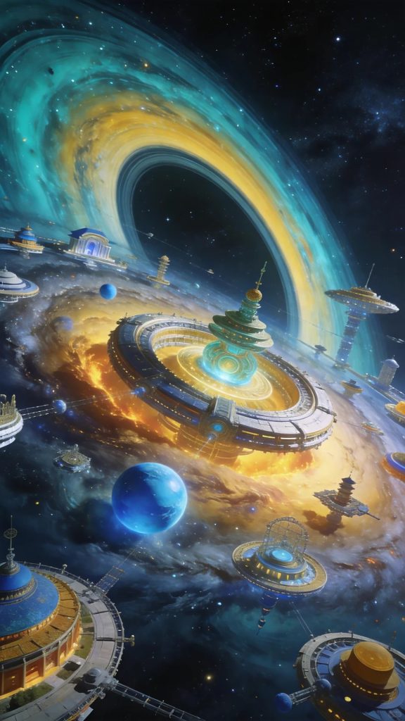 深空巡天摄影引力透镜星际乌托邦 AI 绘画提示词