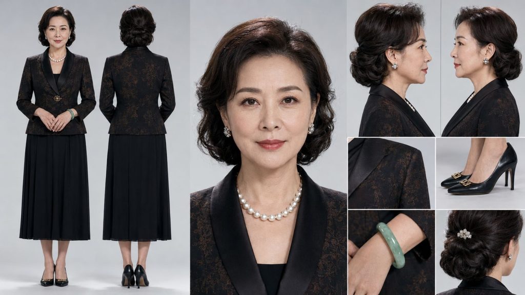 深色贵妇装恶婆婆影视角色定板 AI 提示词