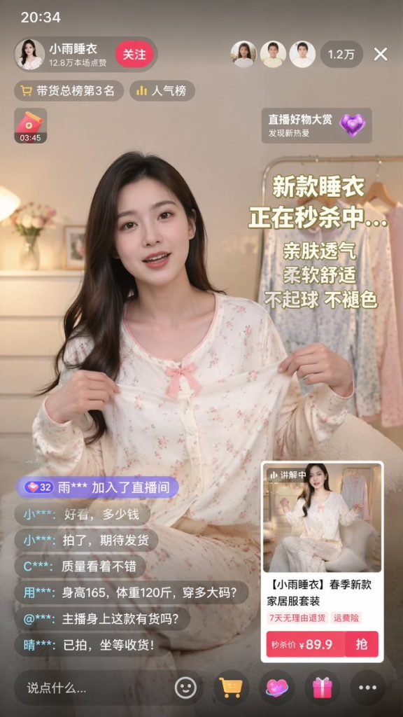 直播带货平台界面样机图 AI提示词