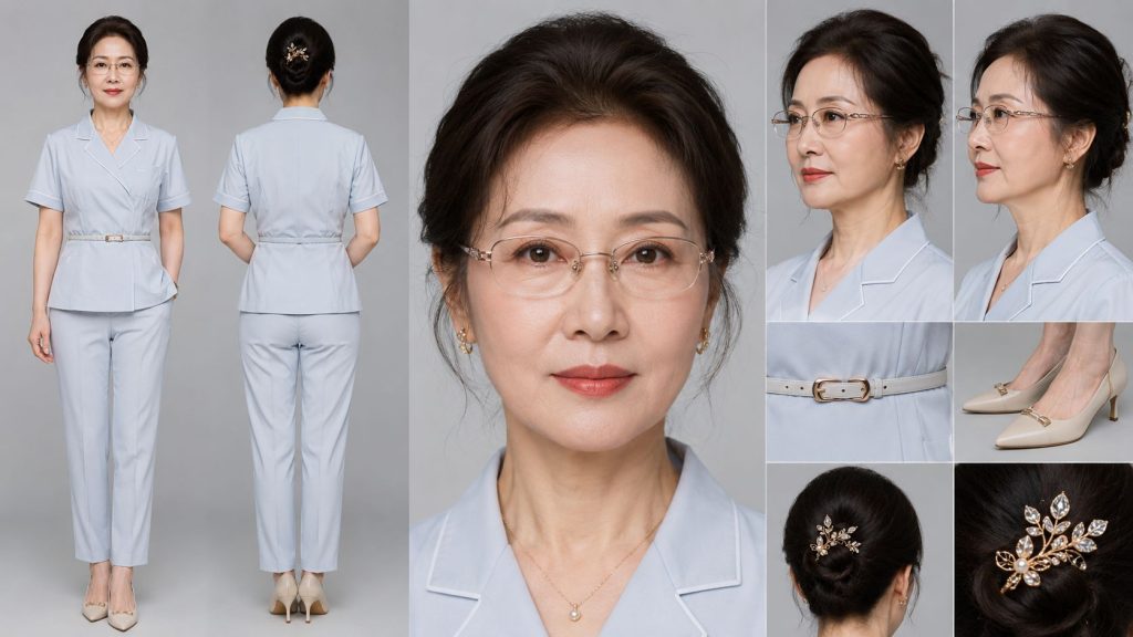 护工服花镜夜店女经理影视角色 AI 提示词