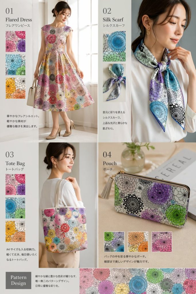 曼陀罗花卉纹样时尚产品画册排版 AI 提示词
