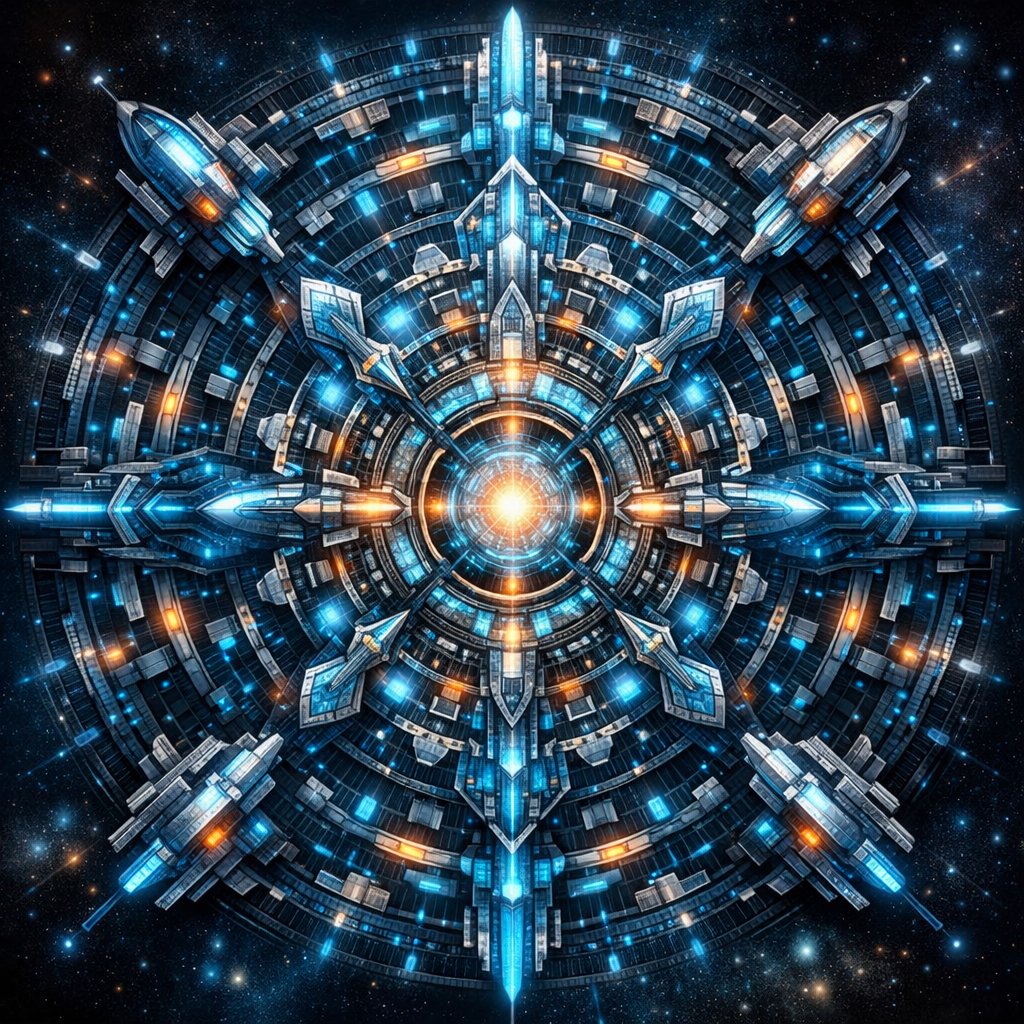 近未来科幻曼荼罗艺术插画 AI 提示词