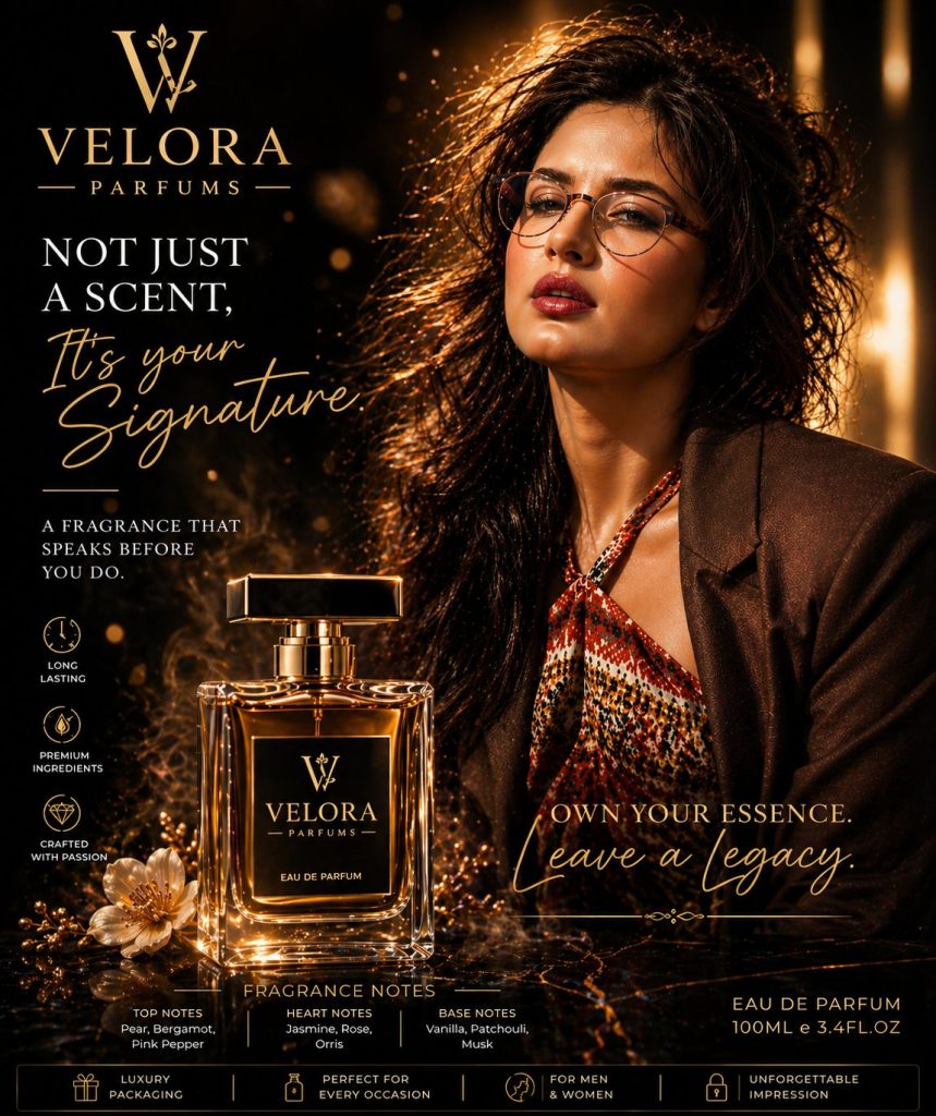 VELORA PARFUMS 奢华香水广告海报｜电影感香氛 AI 绘画提示词
