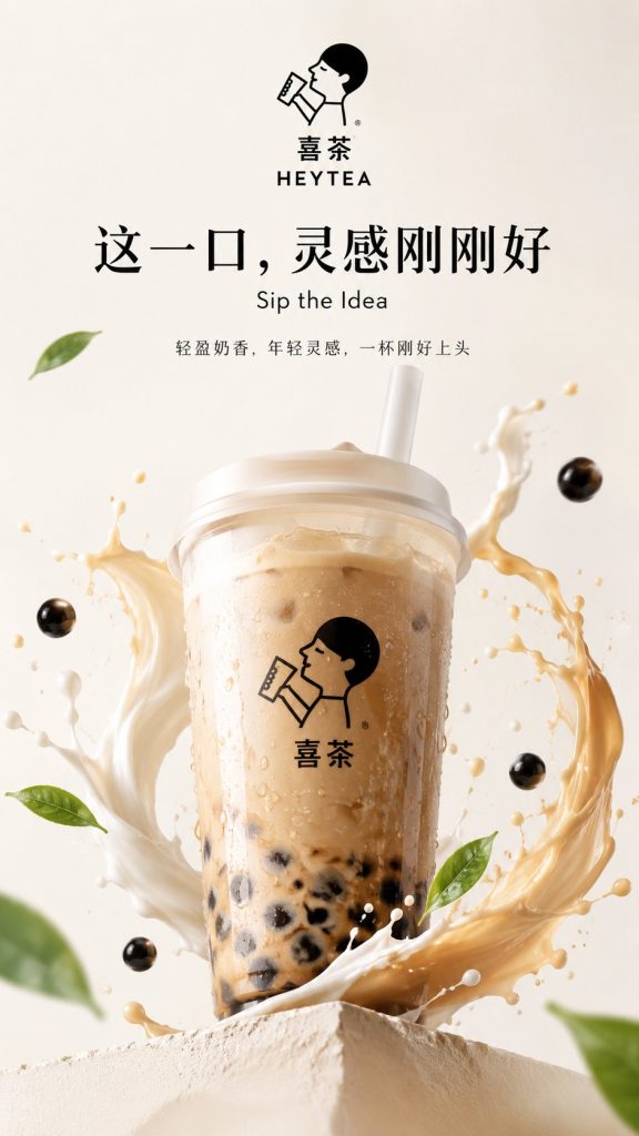 蜜雪冰城产品英雄 KV｜9:16 竖版品牌概念海报 AI 提示词