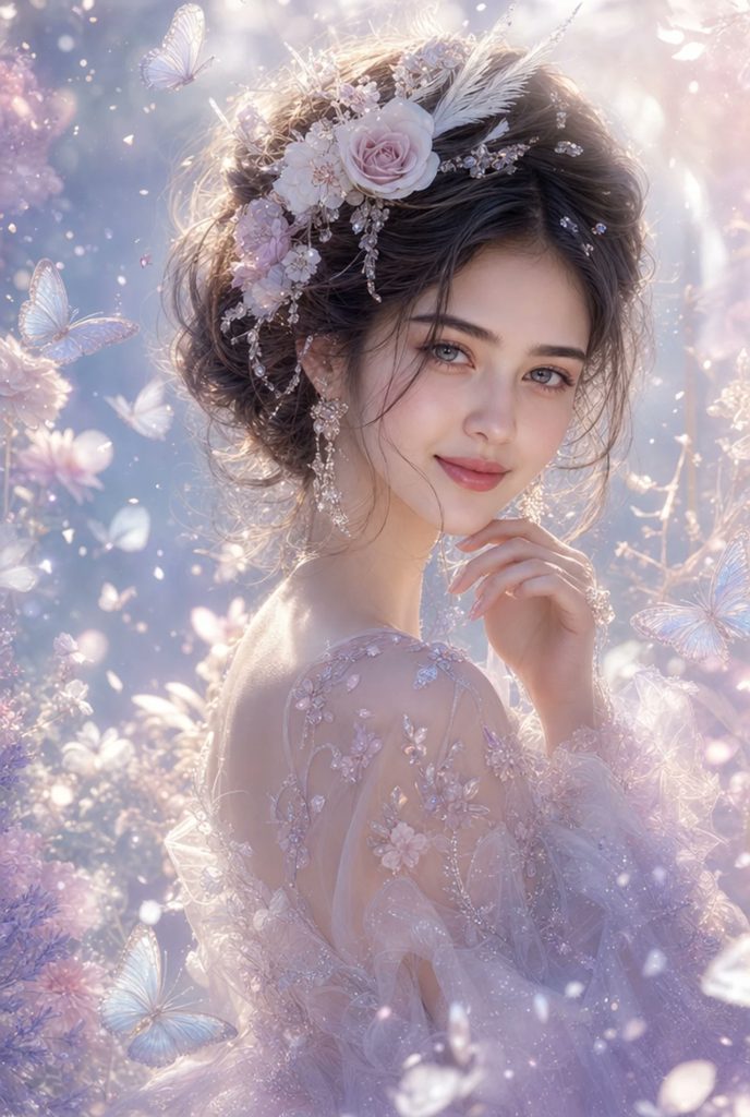 空灵幻想仙子人像 魔法花园梦幻写真 AI 提示词