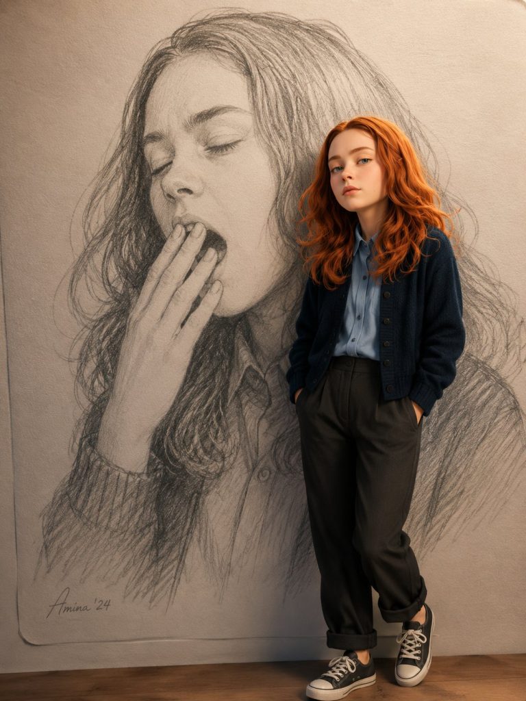 巨型铅笔插画背景 3D 皮克斯风人物立绘 AI 提示词