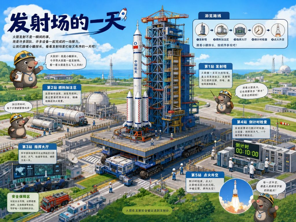 儿童导览式科普绘本插画 系统流程图解 AI 提示词