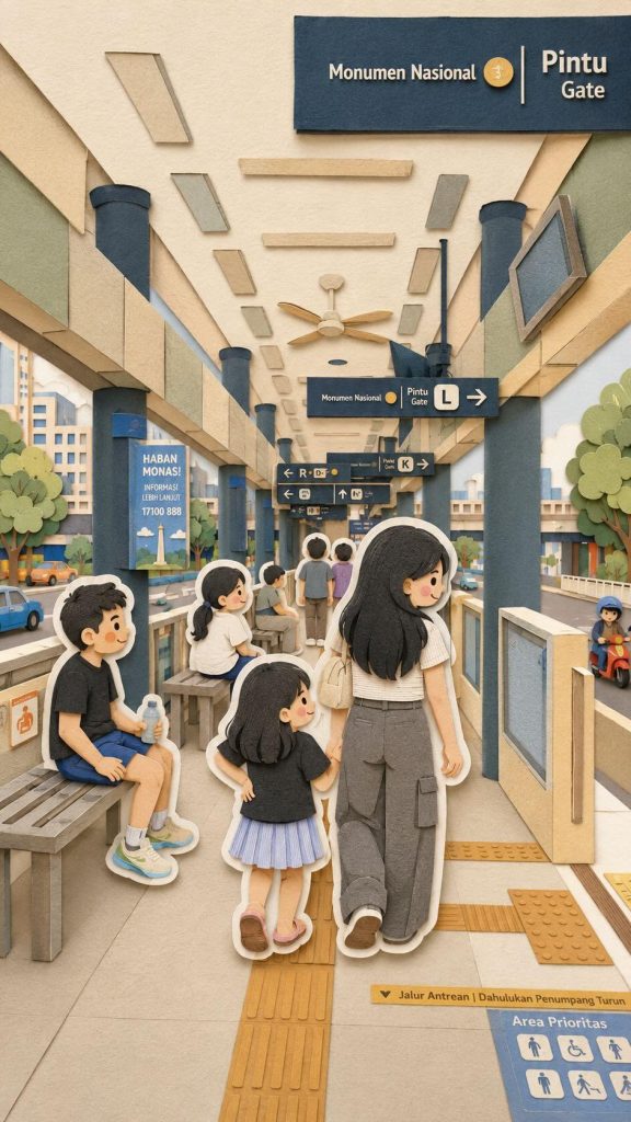 卡哇伊家庭旅行拼贴画 纸艺立体微缩场景 AI 提示词
