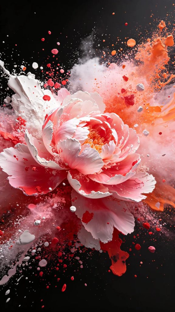 抽象粒子芍药花 刮刀厚涂流体 CGI 数字艺术 AI 提示词
