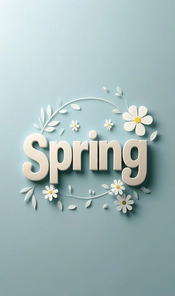 spring Logo设计AI绘画提示词 – 简洁3D字体小清新模板
