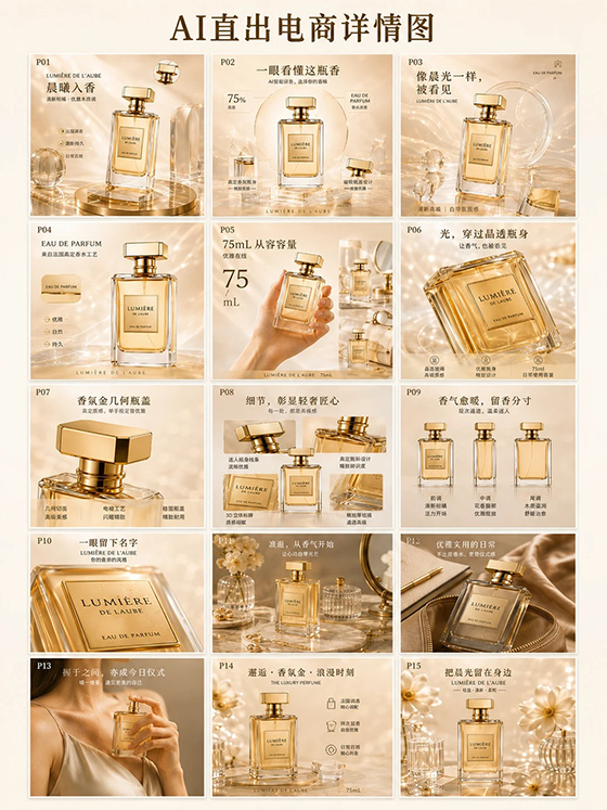 电商产品详情页15屏设计提示词AI绘画模板 – 2:3竖版杂志级排版