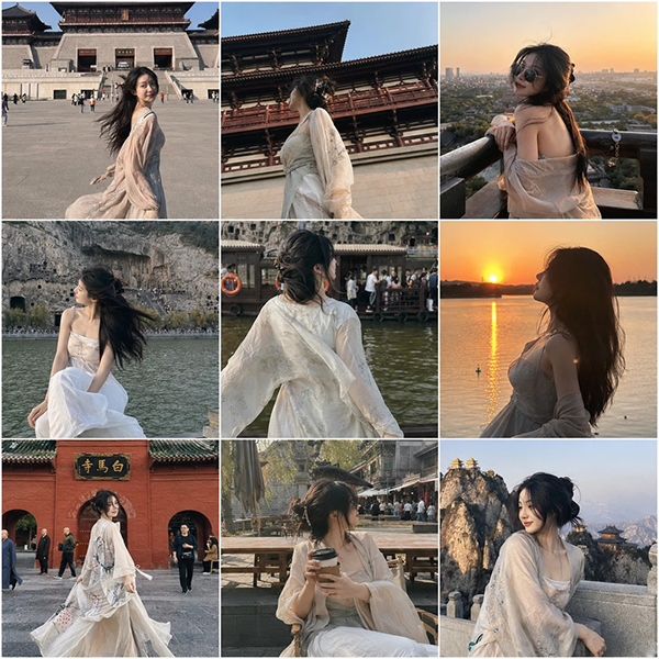 洛阳旅行照片墙九宫格AI绘画提示词 – 智能手机抓拍风格模板