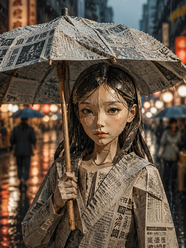 电影感手工纸人静物摄影AI绘画提示词