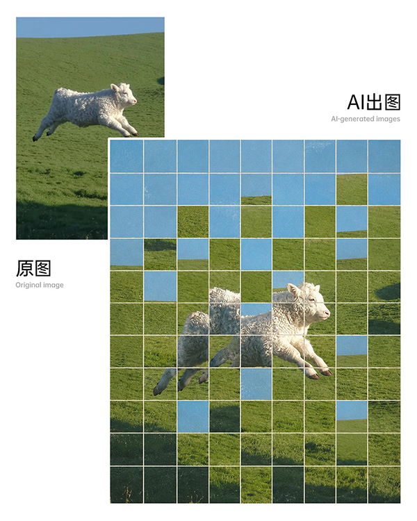 复古网格马赛克拼贴海报AI绘画提示词 – 杂志风原图改造模板