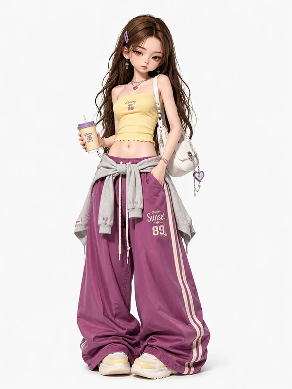 Y2K甜辣复古撞色穿搭AI绘画提示词 – 潮流服装设计模板