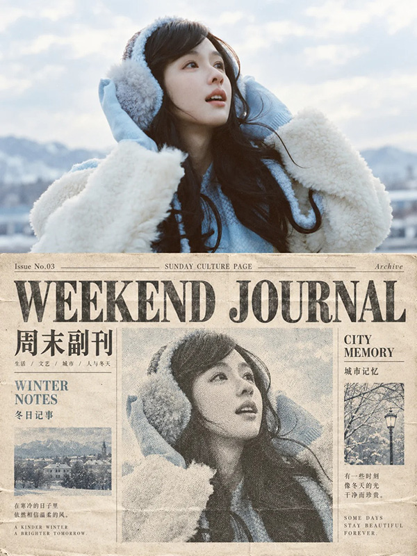 照片转复古新闻副刊海报AI绘画提示词 – 编辑感人物设计模板