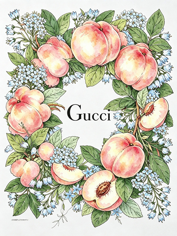 植物水彩圆形花环插画AI绘画提示词 – 复古田园装饰模板
